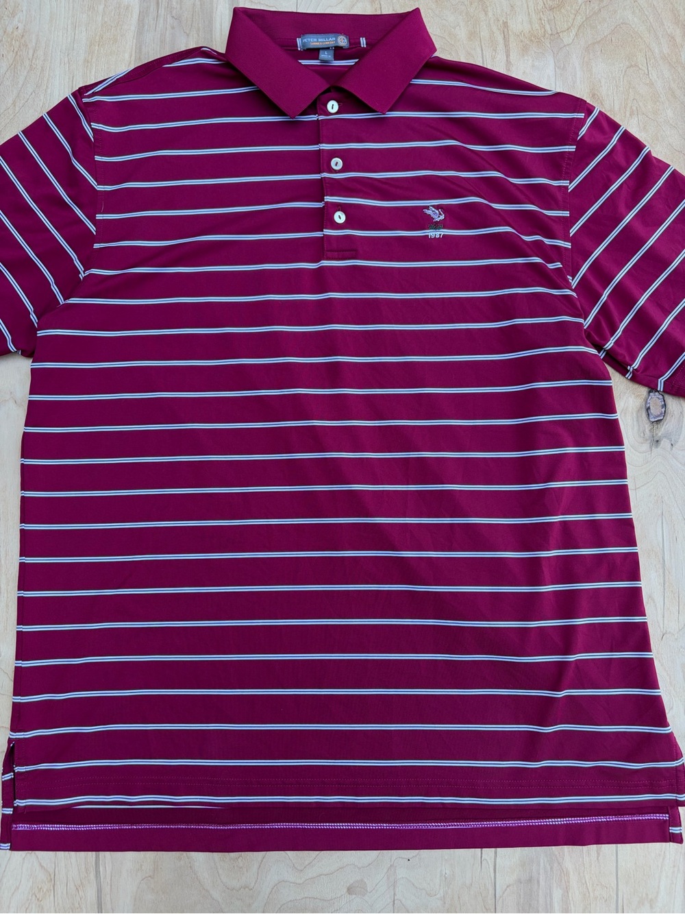 Red and White Striped Peter Millar Polo